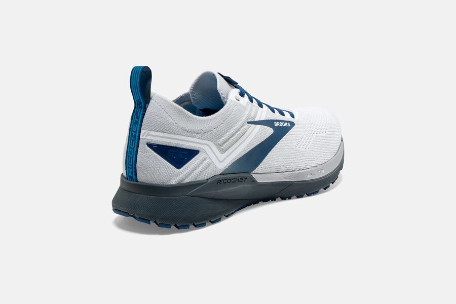 Brooks Ricochet 3 Road Running Shoes Mens - White/Blue - WTDCI-8206